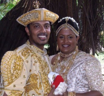 Moonee Valley's Arosha Perera and his bride Ishani